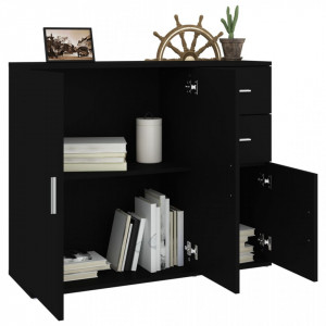 Servantă, negru, 91x29,5x75 cm, lemn prelucrat - V823270V - Img 4