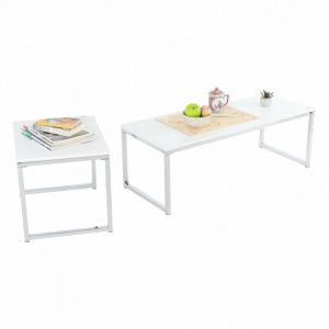 Set 2 măsuţe de cafea, alb și crom, 100x35x50 cm, 50x40x40 cm - TP252417 - Img 6