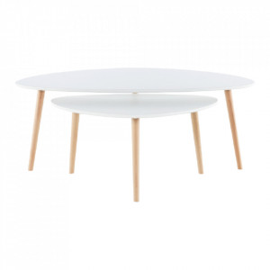 Set 2 măsuţe de cafea, alb și fag, 116x45x66 cm - TP255656 - Img 7
