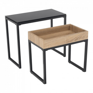 Set 2 măsuţe de cafea, stejar și negru, 60x30 cm, 50x27 cm - TP290422 - Img 13