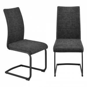 Set 2 scaune design, imitatie piele/otel, negru/negru mat - P73694456 - Img 2