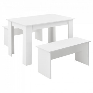 Set bucatarie masa cu 2 banci, alb - P71736453 - Img 1