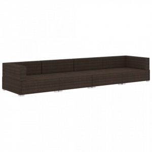 Set canapele de gradina cu perne, 4 piese, maro, poliratan - V47269V - Img 3