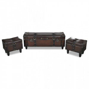 Set cu banca de depozitare, 3 buc., maro - V240551V