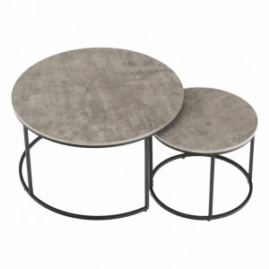 Set de 2 măsuţe de cafe, gri și negru, 80x45 cm, 50x40 cm - TP261525 - Img 4