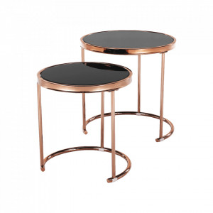 Set de 2 măsuţe de cafea, auriu și negru, 50x50 cm, 42x42 cm - TP276670 - Img 13