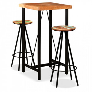 Set de bar, 3 piese, lemn masiv de acacia si lemn reciclat - V275128V - Img 1