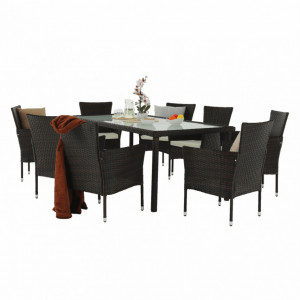 Set de grădină, cu 9 piese, 1 masă, 8 scaune, maro - TP254297 - Img 7