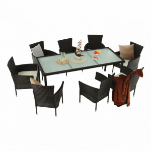Set de grădină, cu 9 piese, 1 masă, 8 scaune, maro - TP254297 - Img 10