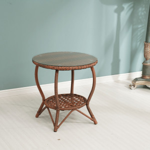 Set de grădină din ratan cu 3 piese, 1 măsuţă şi 2 scaune, maro - TP265640 - Img 5