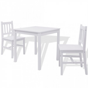 Set de masă, trei piese, alb, lemn de pin - V242955V - Img 1