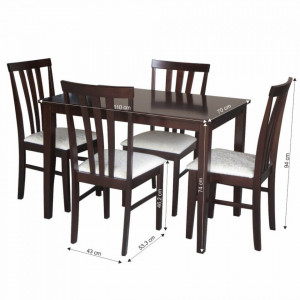Set dining, wenge/material textil crem - TP243707 - Img 2