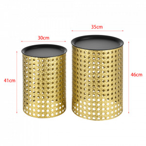 Set doua masute cafea cu blat detasabil, negru/auriu - P73583785 - Img 2