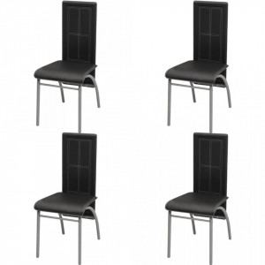 Set masa si scaune din lemn de pin cinci piese Negru - V242912V - Img 4