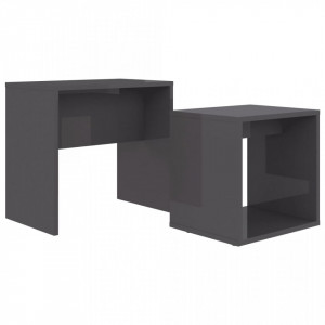 Set masute de cafea, gri extralucios, 48 x 30 x 45 cm, PAL - V802893V - Img 2