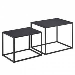 Set masute Rona, masuta mare 35 x 45 cm, masuta mica 30 x 40 cm, metal, negru mat, forma dreptunghiulara - P68870788 - Img 2