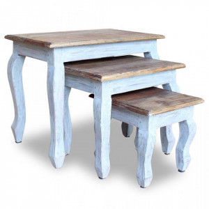 Set mese suprapuse, 3 piese, lemn masiv reciclat - V244505V