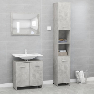 Set mobilier baie, 3 piece, gri beton, lemn prelucrat - V3056920V - Img 2