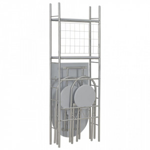 Set mobilier bucatarie cu depozitare, 3 piese, gri, MDF si otel - V284405V - Img 2
