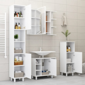 Set mobilier de baie, 3 piese, alb, PAL - V3056943V - Img 4