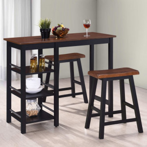 Set mobilier de bar, 3 piese, MDF, negru - V245363V - Img 1