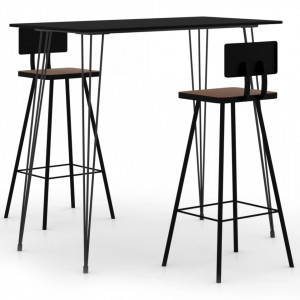 Set mobilier de bar, 3 piese, negru - V3057828V - Img 2