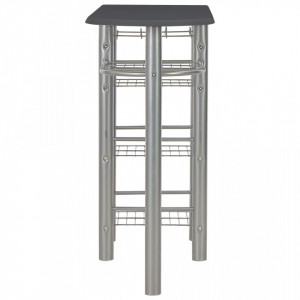 Set mobilier de bar, cu rafturi, 3 piese, negru, lemn si otel - V284400V - Img 4