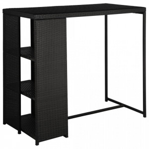 Set mobilier de exterior cu perne, 5 piese, negru, poliratan - V44177V - Img 2