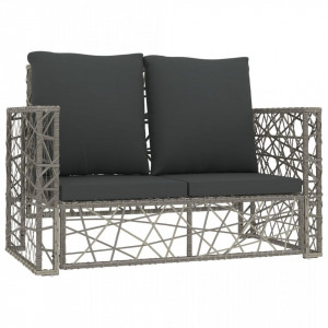 Set mobilier de gradina cu perne, 2 piese, gri, poliratan - V46812V - Img 4