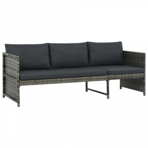 Set mobilier de gradina cu perne, 3 piese, gri, poliratan - V44480V - Img 4