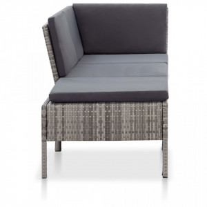 Set mobilier de gradina cu perne, 3 piese, gri, poliratan - V48962V - Img 3