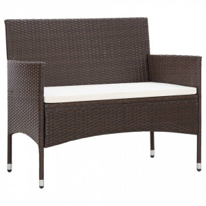 Set mobilier de gradina cu perne, 4 piese, maro, poliratan - V45811V - Img 2