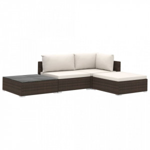 Set mobilier de gradina cu perne, 4 piese, maro, poliratan - V46777V - Img 2