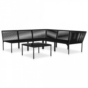 Set mobilier de gradina cu perne, 6 piese, negru, PVC - V48591V - Img 3