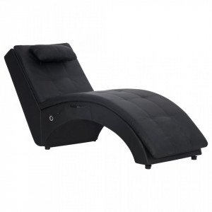Sezlong de masaj cu perna, negru, piele artificiala - V281344V - Img 2