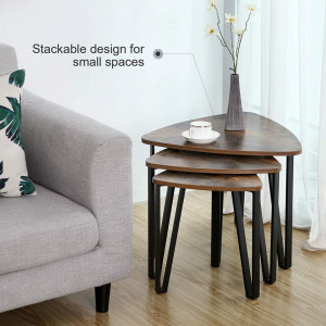SOMCI7 - Set 3x Masute cafea stil Industrial, 58.5 x 58.5 x 45.4 cm - Img 3