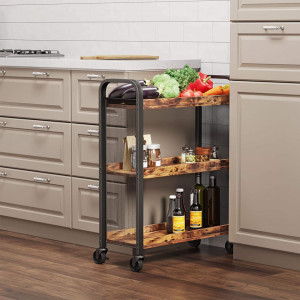 SOMSI1 - Masuta servire cu roti stil Industrial, 66 x 26 x 85 cm - Img 3