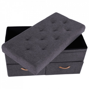 Taburet, scăunel, băncuţă cu spaţiu pentru depozitare, gri, 84x43x42 cm - TP221287 - Img 20