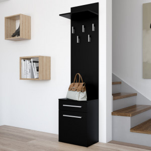 TECUIN103 - Set Cuier hol 50 x 35 x 180 cm - Negru-Mat