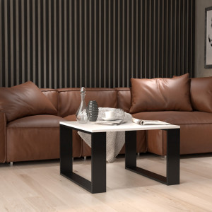 TEMCA-N102 - Masuta cafea, 67 x 67 x 40 cm, Alb-Negru, PAL - Img 4