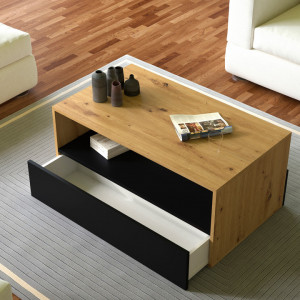 TEMCAR-N102 - Masuta cafea 54 x 90 x 40 cm - Stejar Artisan - Negru-Mat