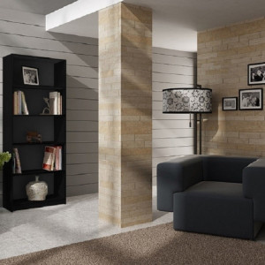TERAN102 - Raft, biblioteca 60 x 30 x 182 cm, Negru-Mat