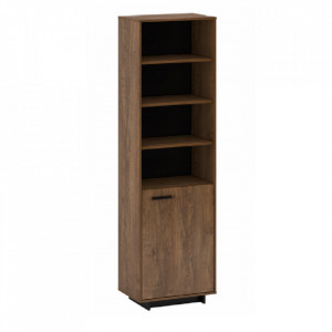 Vitrină / raft, culoarea stejar bolzano/negru, dreapta, 58,9x38x201,2 cm - TP303572
