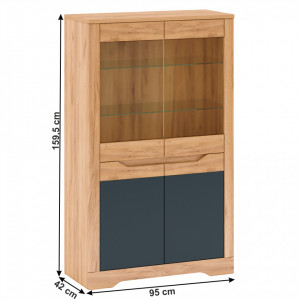 Vitrina , stejar craft auriu / grafit gri, 95x42x159,5 cm - TP264029 - Img 2