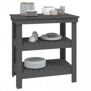 Banc de lucru, gri, 78,5x50x80 cm, lemn masiv pin - V823641V - Img 4