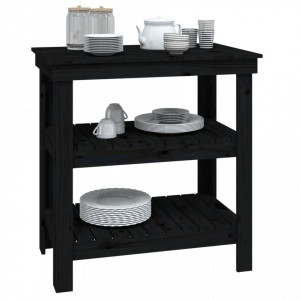Banc de lucru, negru, 78,5x50x80 cm, lemn masiv pin - V823643V - Img 4