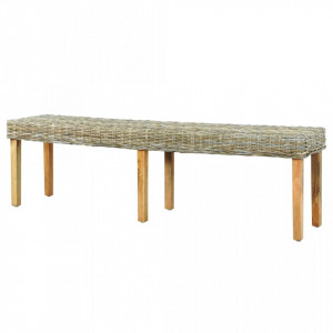 Banca, 160 cm, ratan kubu natural & lemn masiv de mango - V285795V - Img 3