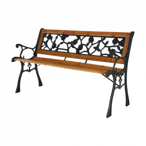 Bancă, băncuță de grădină, maro și neagră, 126 cm - TP276424 - Img 12