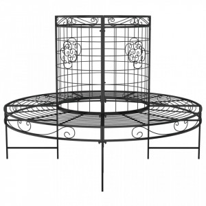 Bancă circulară de copac, negru, Ø137 cm, oțel - V318822V - Img 3