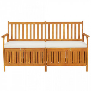 Bancă de depozitare cu pernă, 148 cm, lemn masiv de acacia - V316737V - Img 1